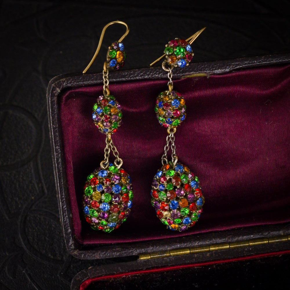 Victorian Harlequin Paste Dangle Earrings