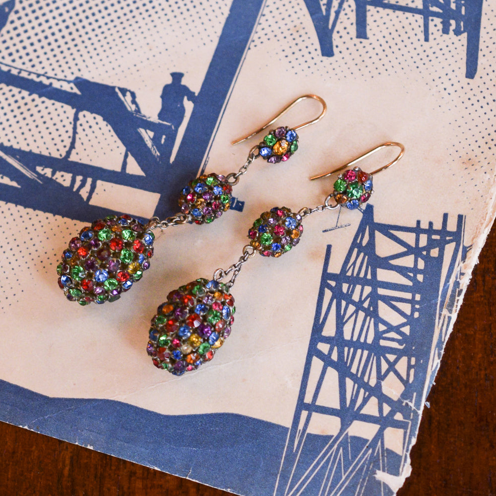 Victorian Harlequin Paste Dangle Earrings
