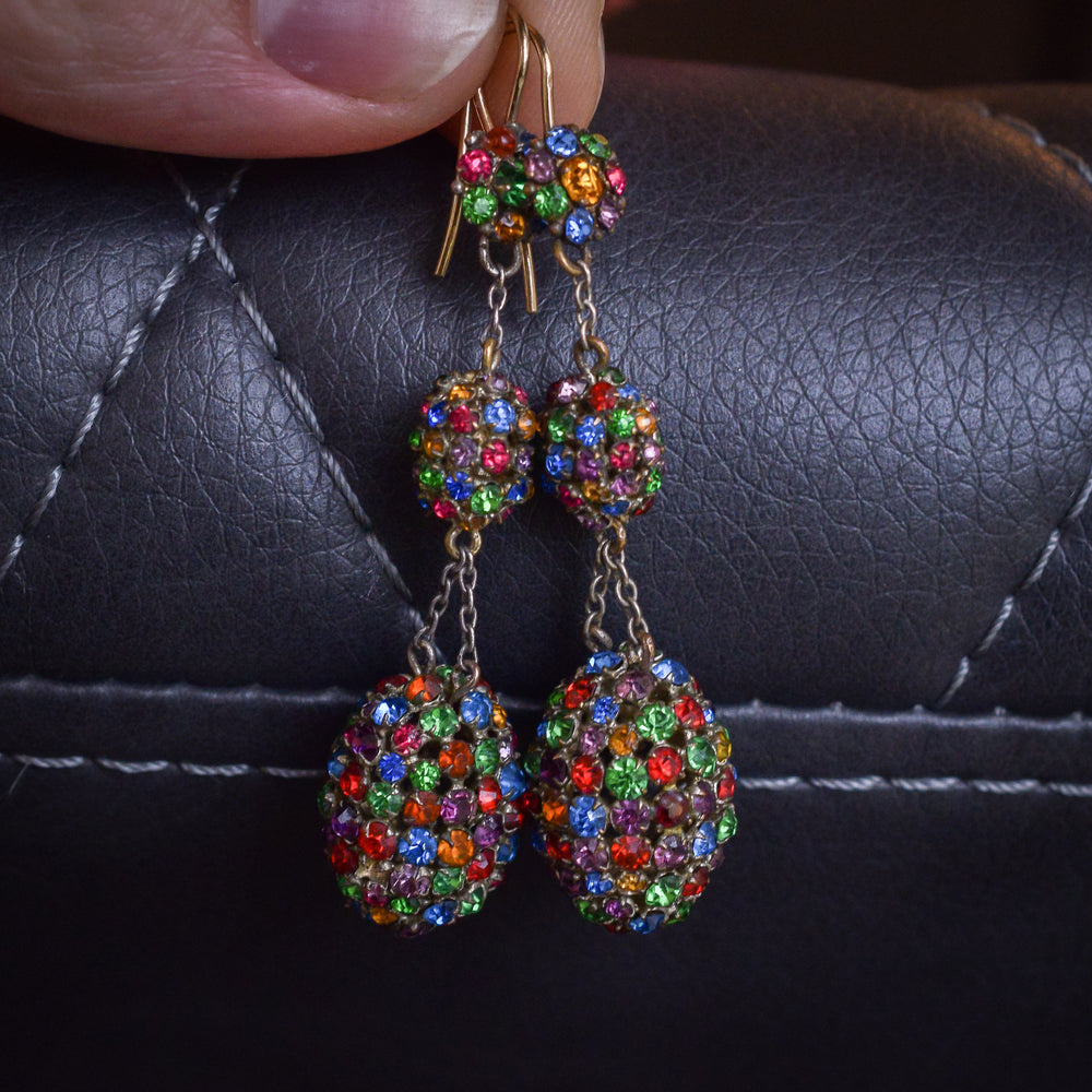 Victorian Harlequin Paste Dangle Earrings