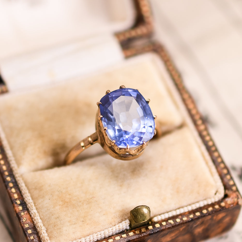 Victorian 3.5ct Ceylon Sapphire Solitaire Ring