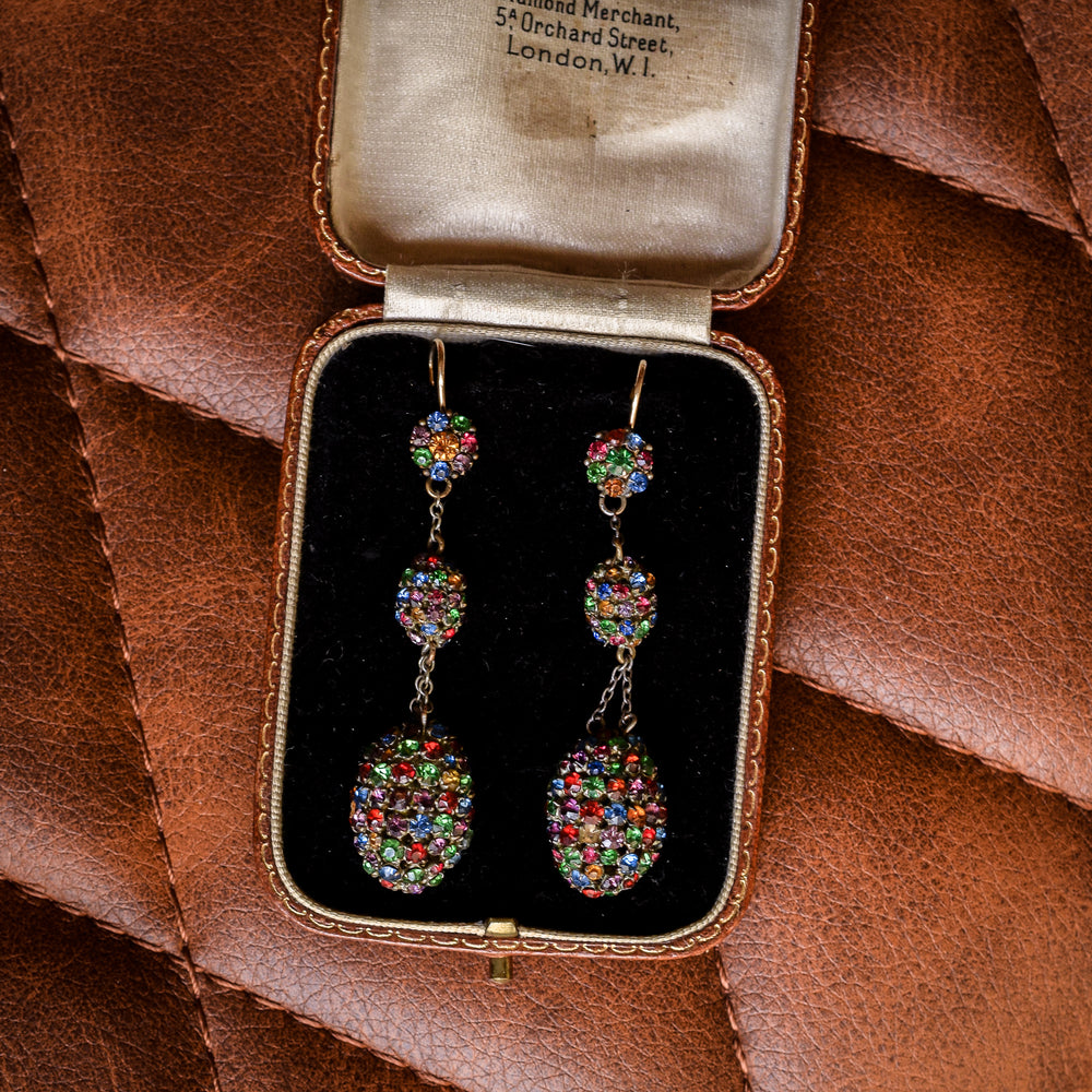 Victorian Harlequin Paste Dangle Earrings