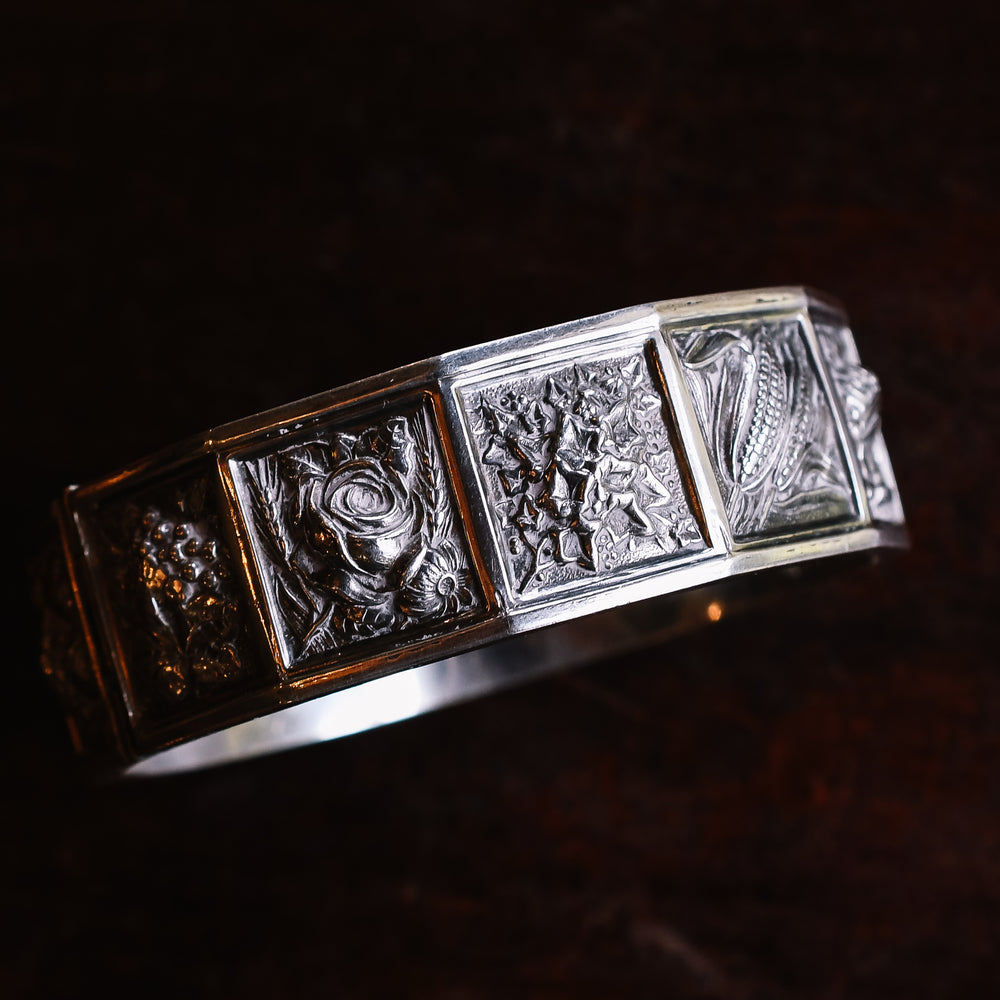 Victorian Language Of Flowers Silver Bangle