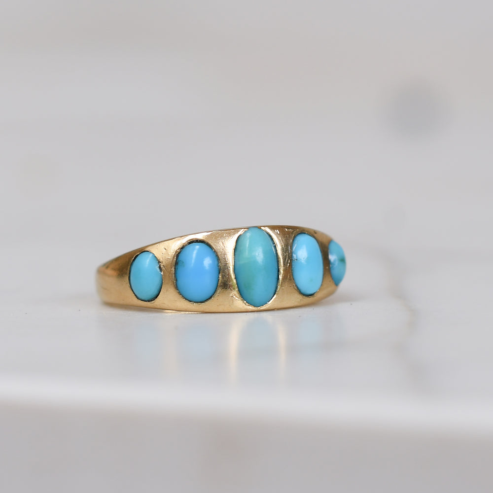 Victorian Turquoise 5-Stone Gypsy Ring