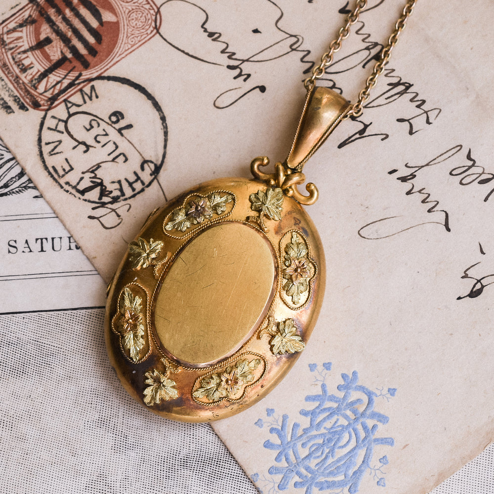Victorian 18k Gold Grape Leaf Locket