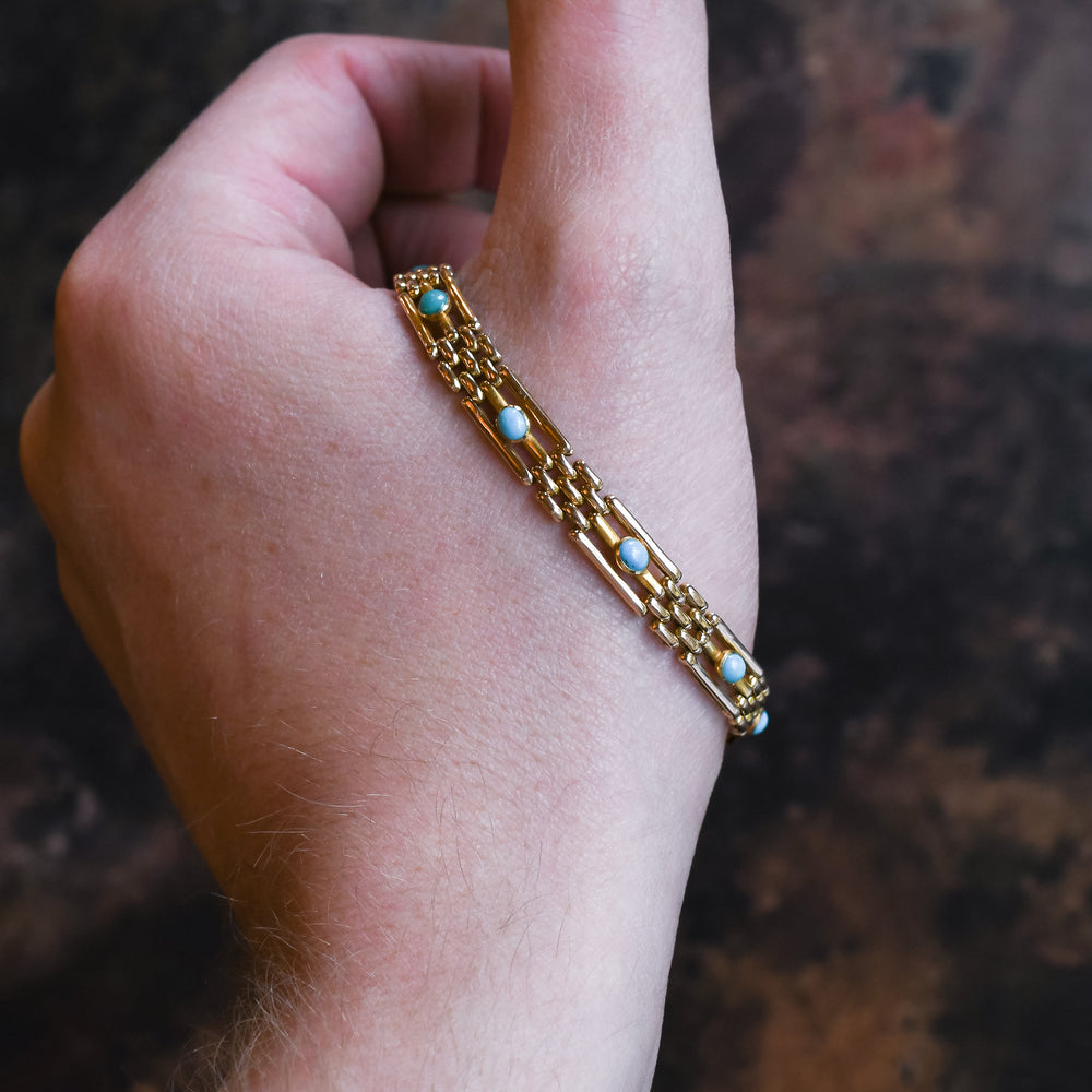 Edwardian Turquoise Gate-Link Bracelet