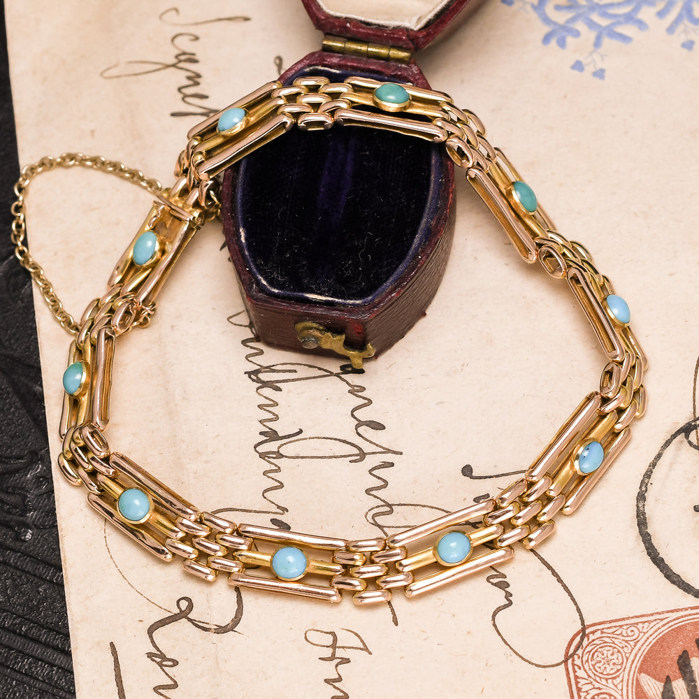 Edwardian Turquoise Gate-Link Bracelet