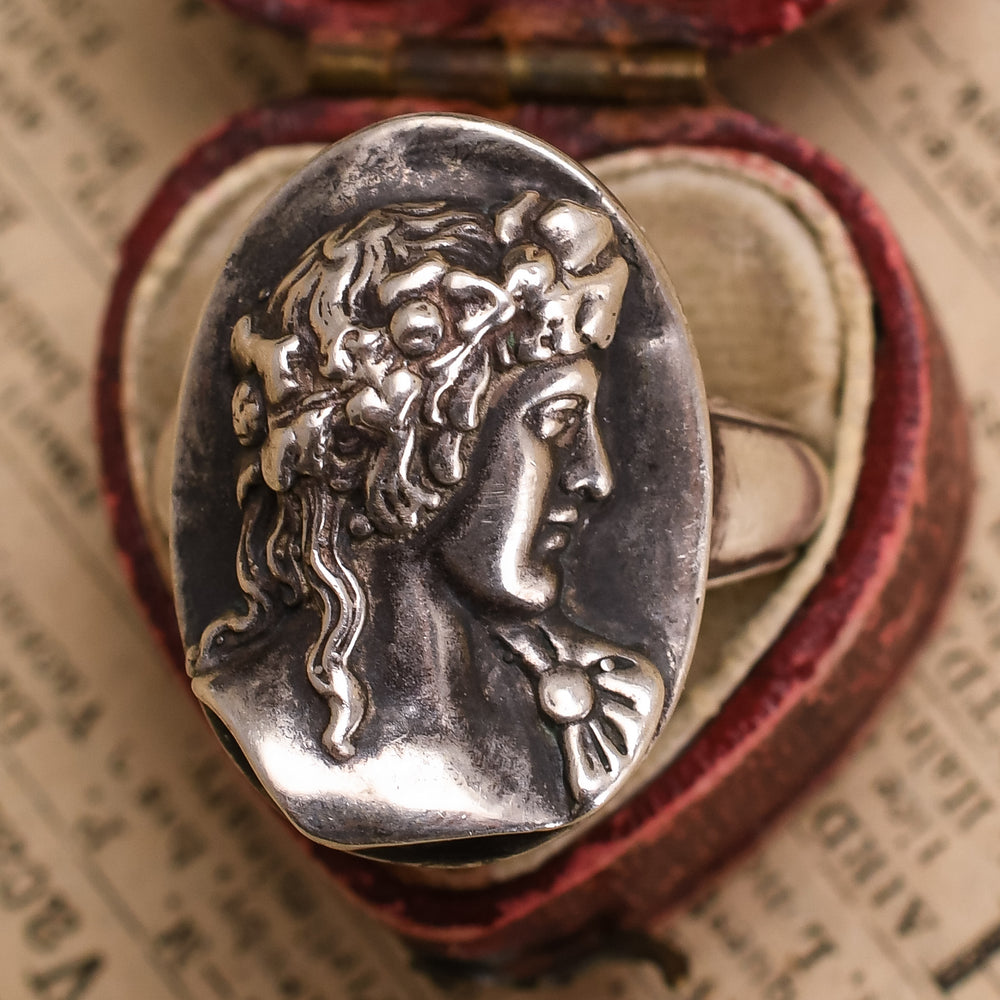 Vintage Antinous Silver Cameo Ring
