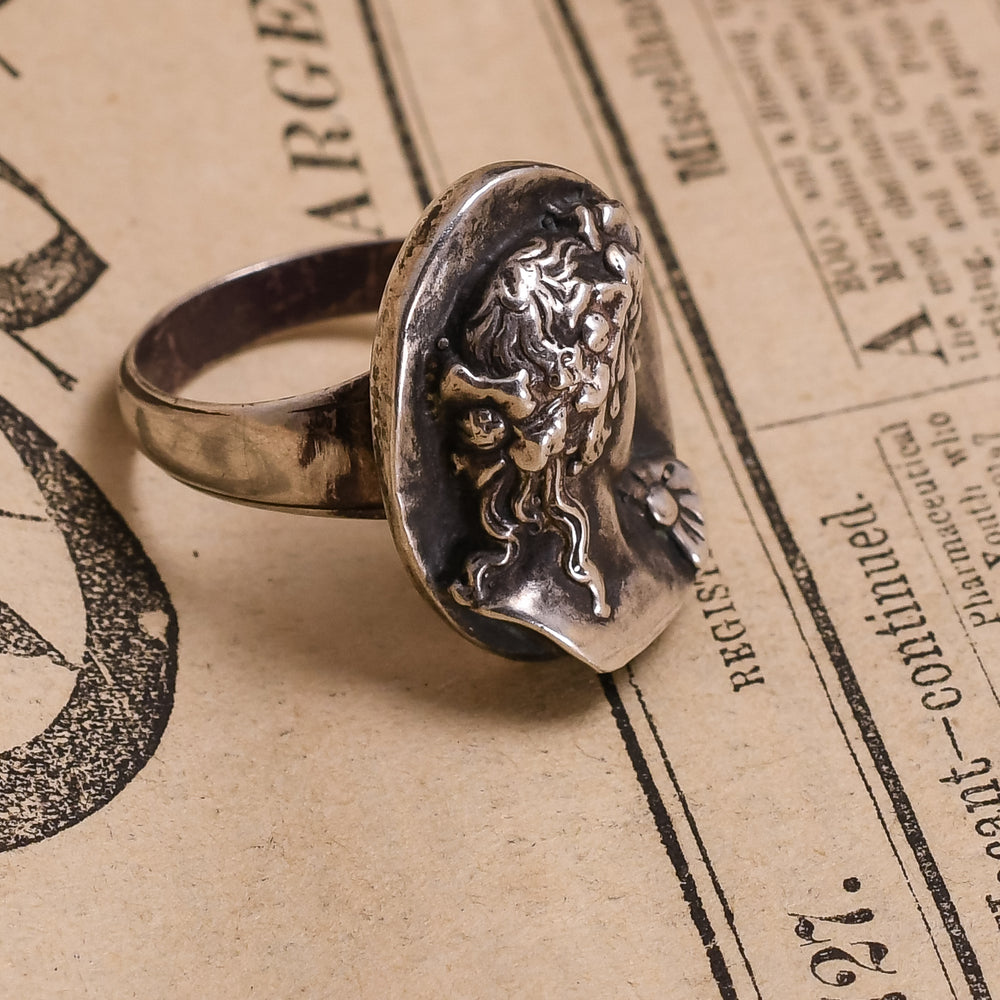 Vintage Antinous Silver Cameo Ring