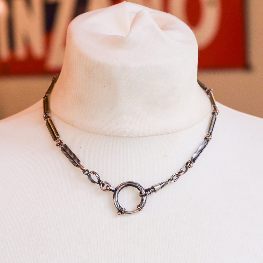 Victorian Niello Silver Chain