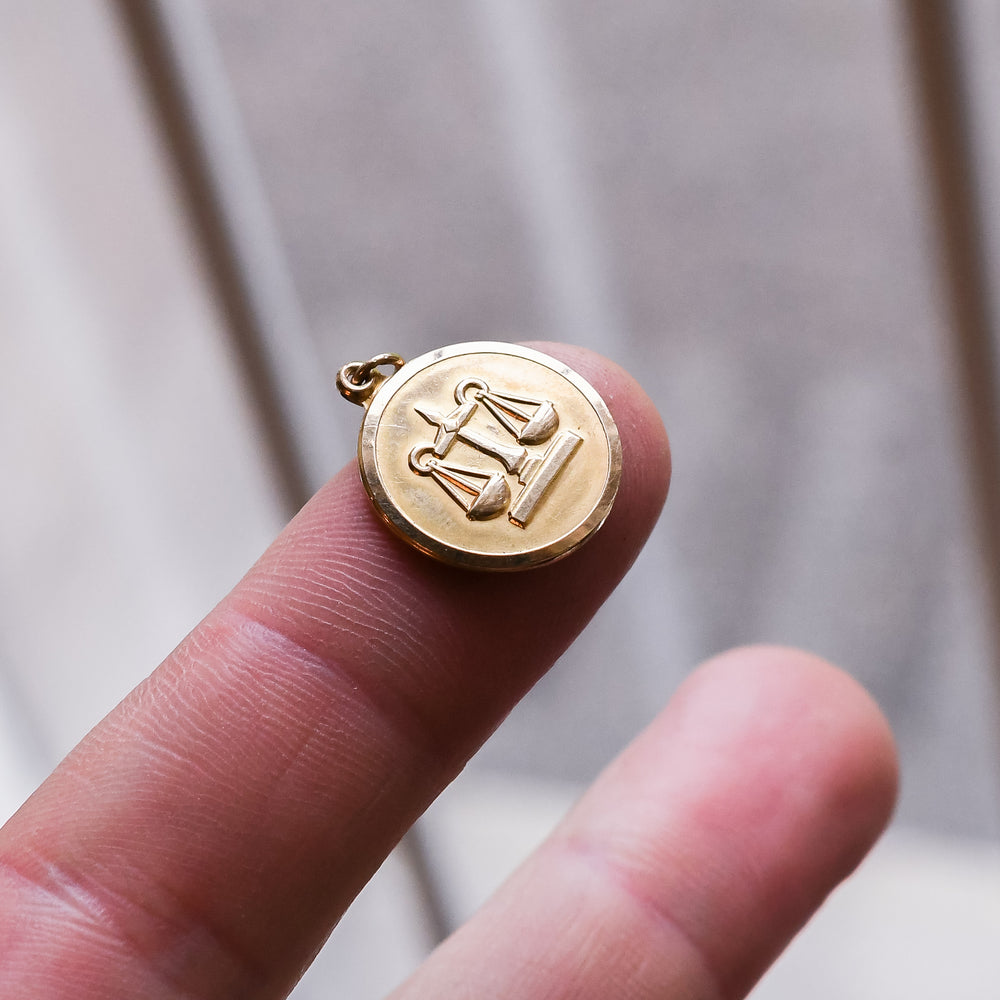1960s Gold Libra Zodiac Pendant