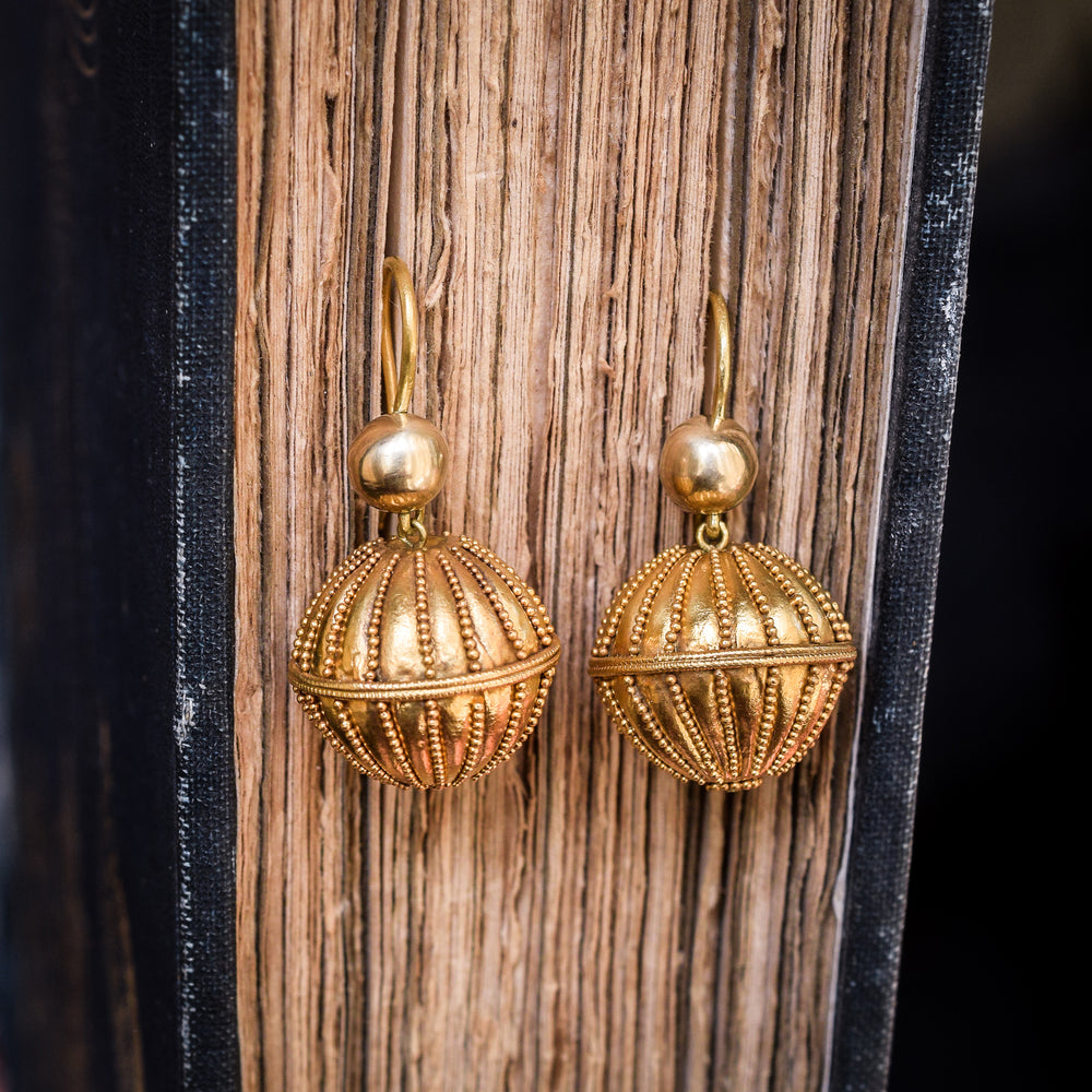 Victorian Etruscan Revival Orb Earrings