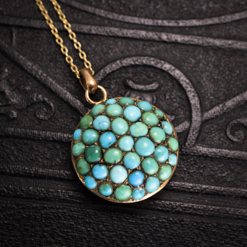 Victorian Pavé Turquoise Dome Locket