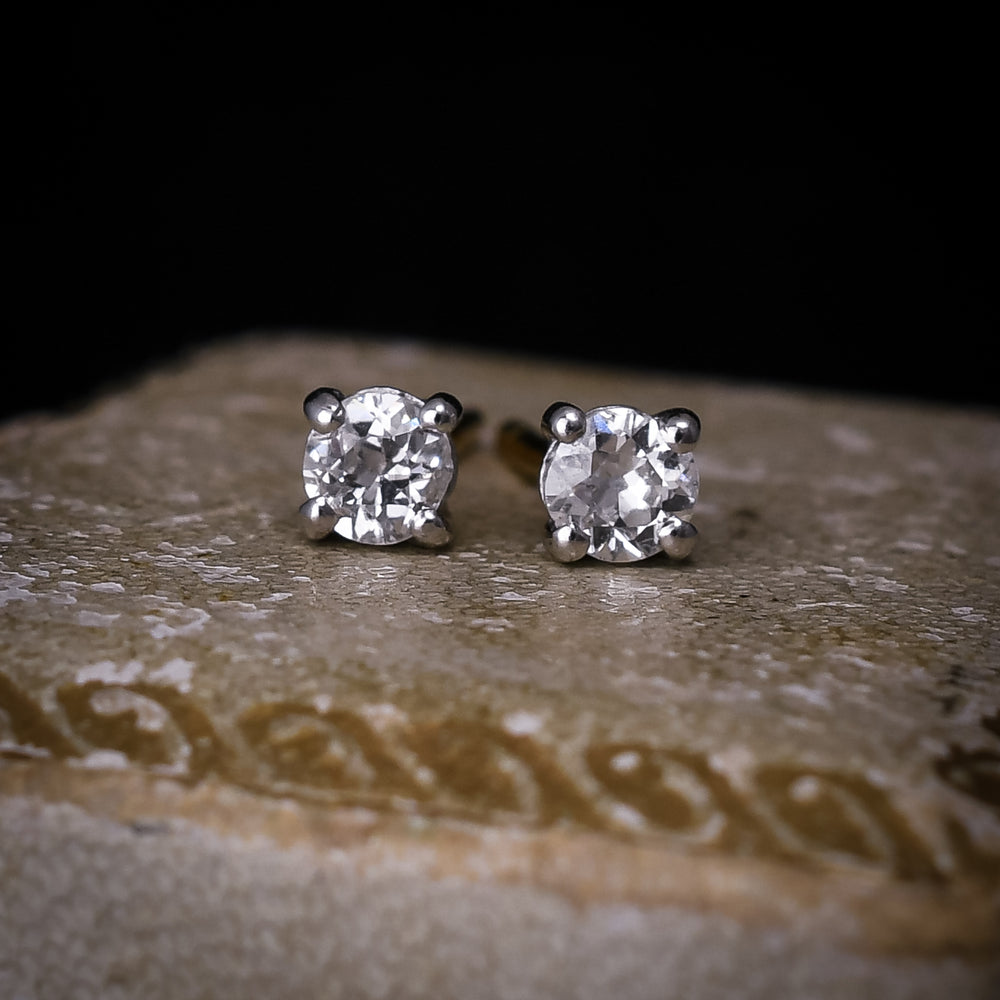 Vintage 0.50ct Old Cut Diamond Stud Earrings