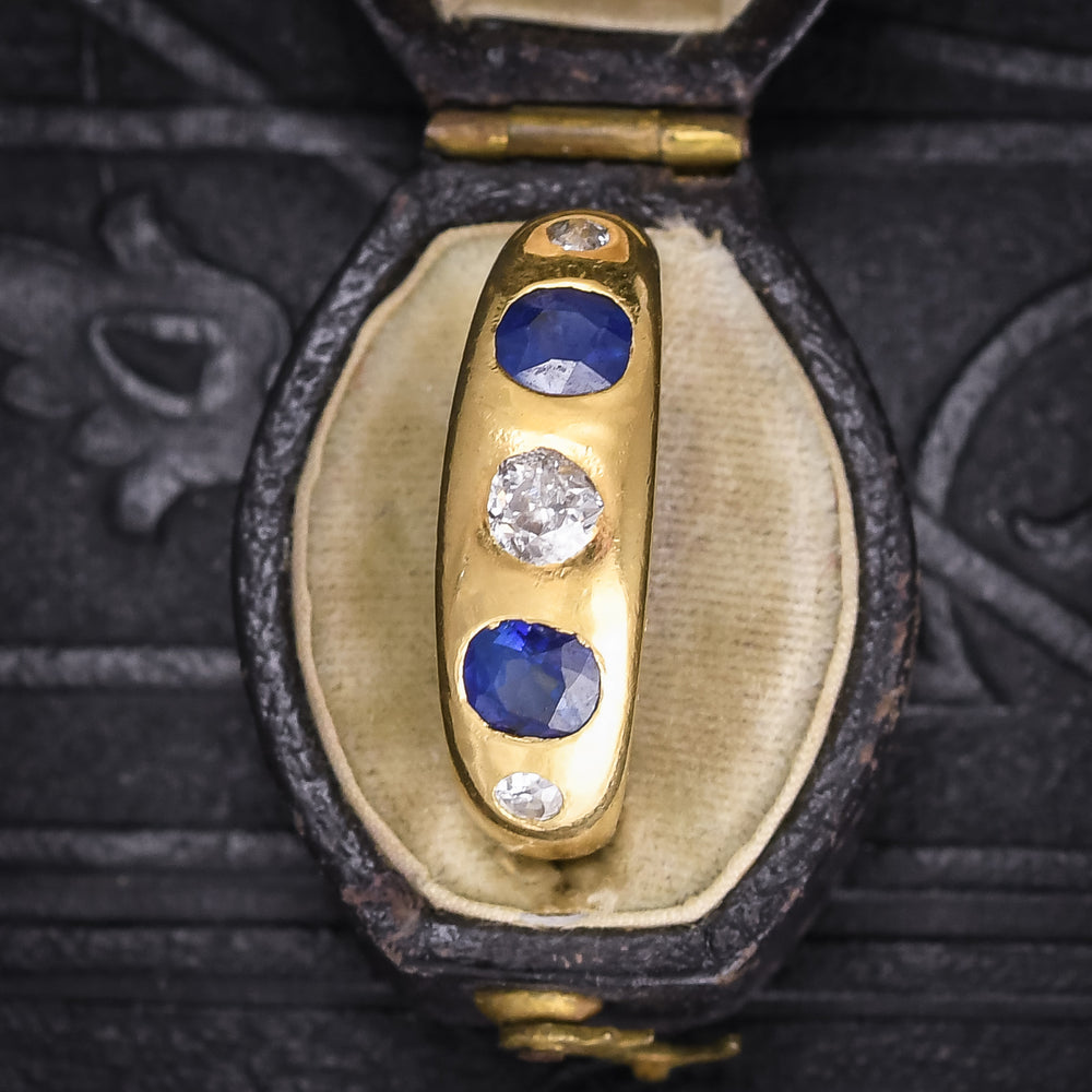 Edwardian Sapphire & Diamond 5-Stone Gypsy Band