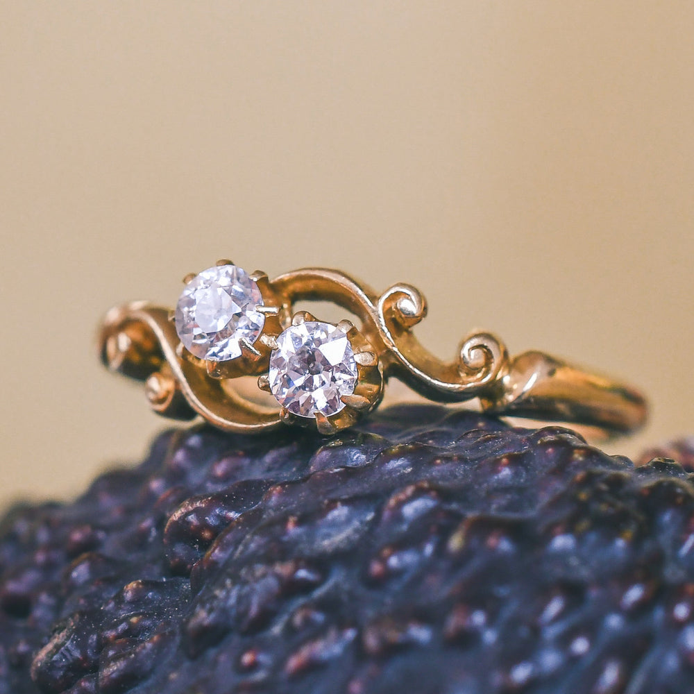 Edwardian Scrolled Diamond Toi et Moi Ring