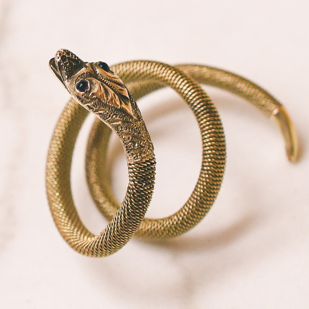 Victorian Gold Mesh Coiled Snake Ring