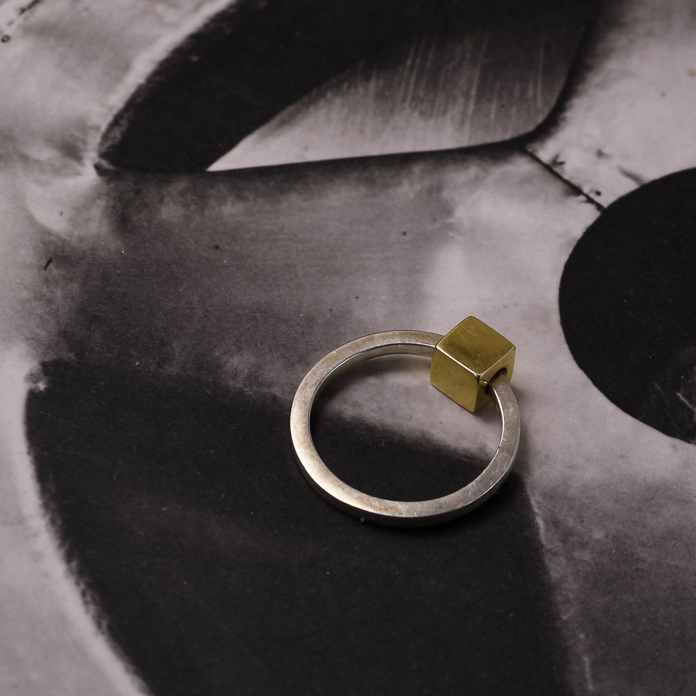 1980s Post-Modern Cube Ring