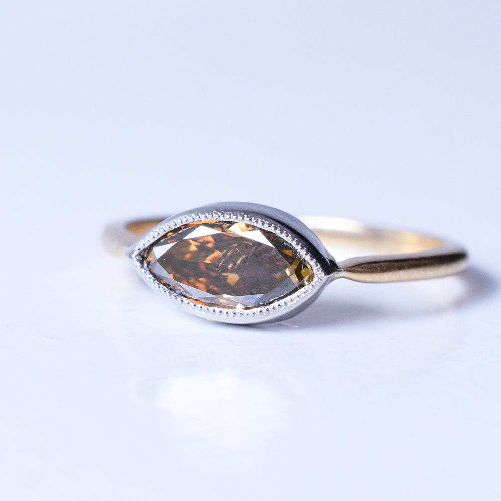 Bespoke .81ct Marquise Cognac Diamond Ring