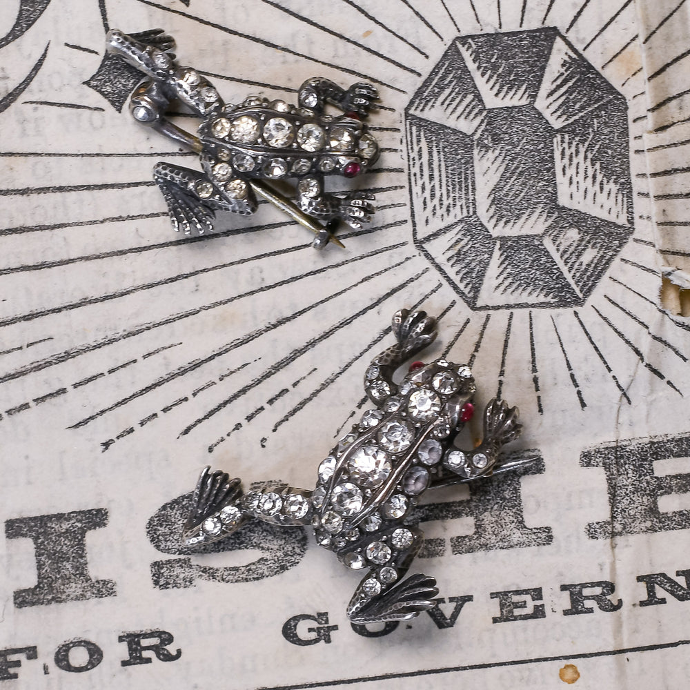 Victorian Mummy & Baby Frog Brooches