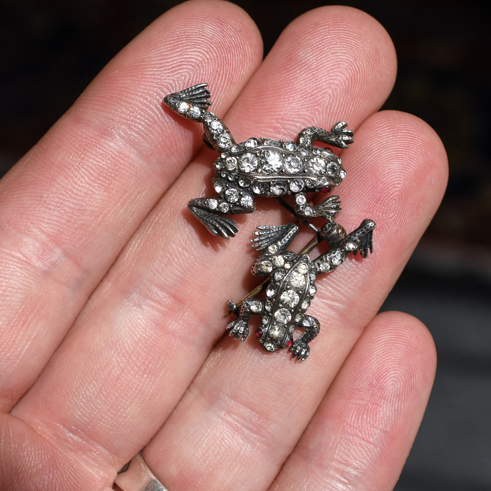Victorian Mummy & Baby Frog Brooches