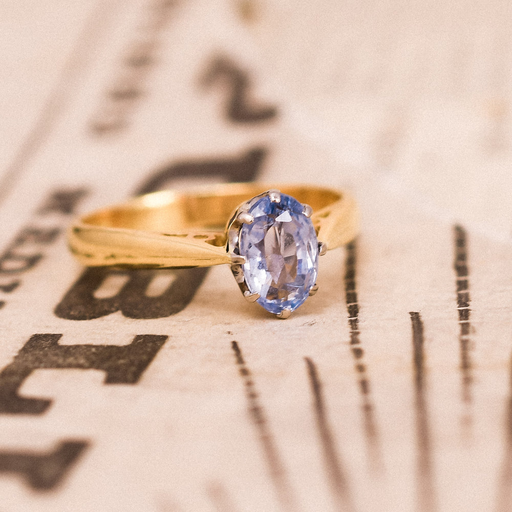 Victorian Ceylon Sapphire Solitaire Engagement Ring