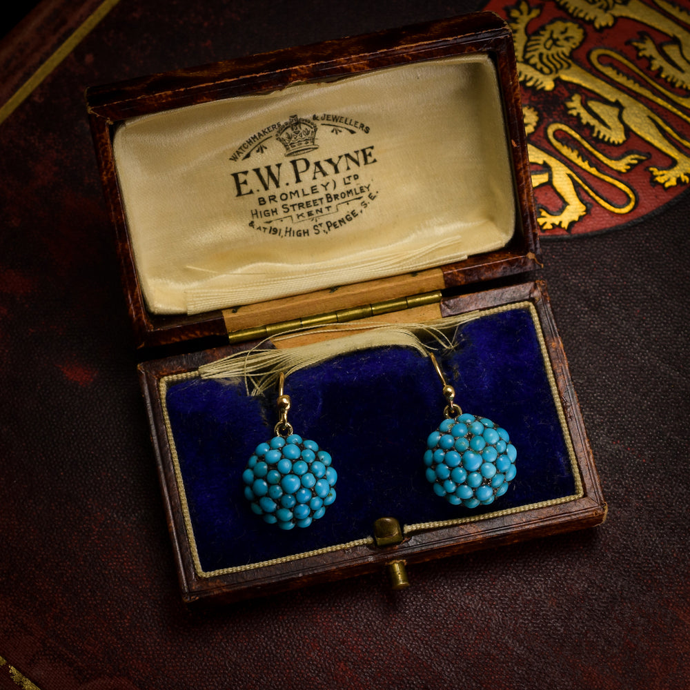 Victorian Pavé Turquoise Dome Earrings