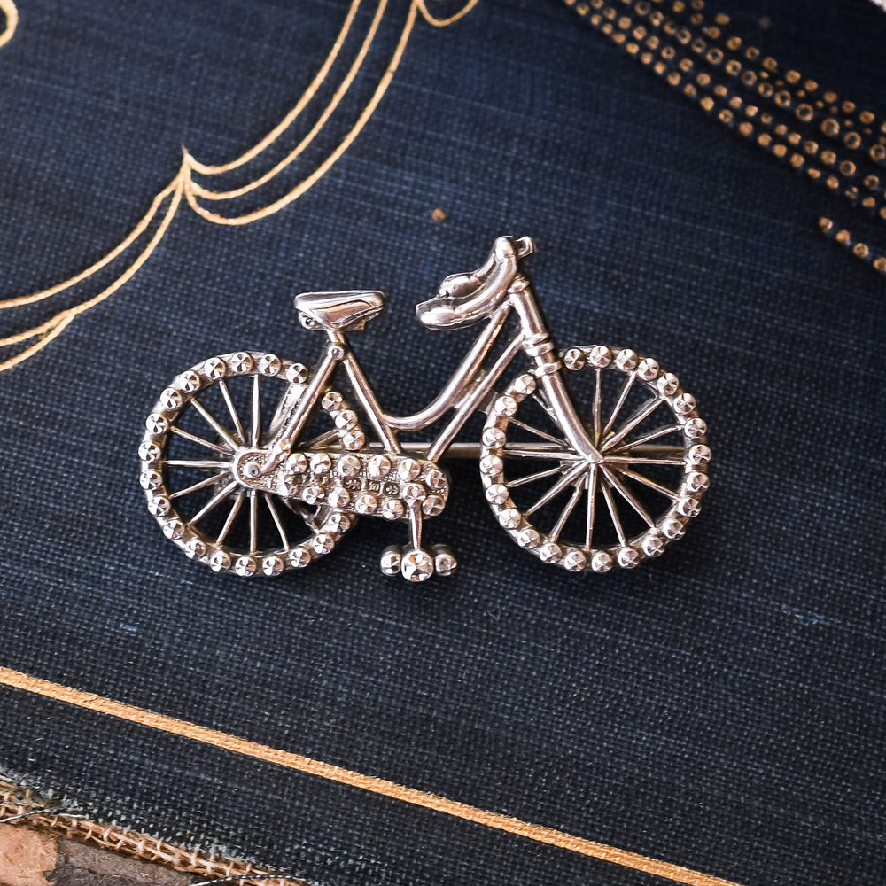 Victorian Silver Bicycle Brooch