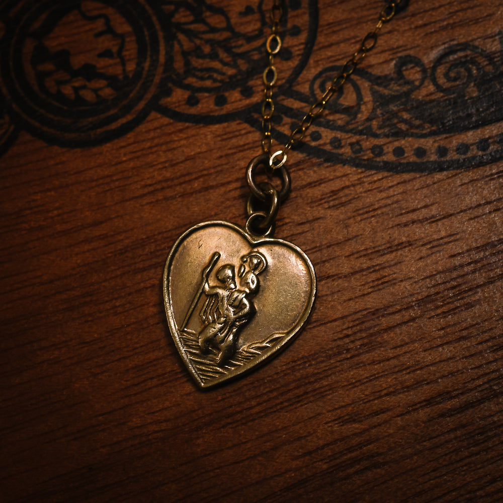 Vintage Heart-Shaped St Christopher Pendant