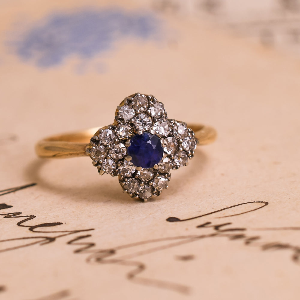 Victorian Sapphire & Diamond Quatrefoil Ring