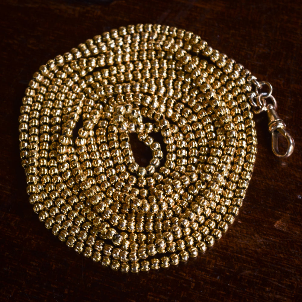 Victorian 18k Gold Ball Link Long Guard Chain