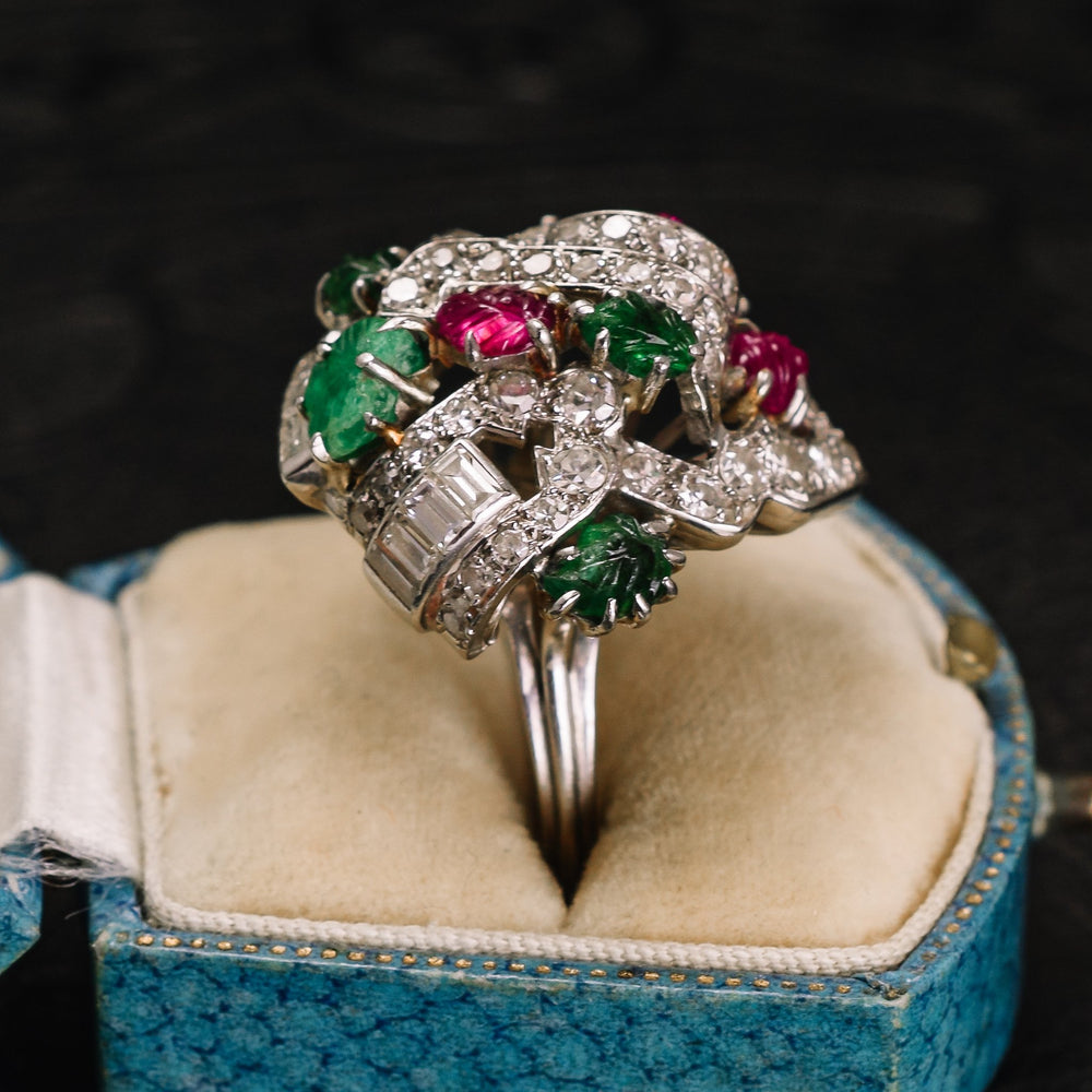 Mid-Century Diamond, Ruby & Emerald Tutti Fruity Ring