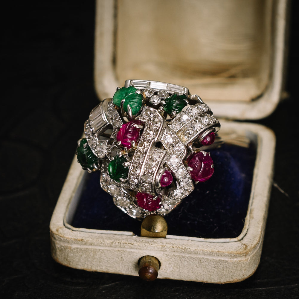 Mid-Century Diamond, Ruby & Emerald Tutti Fruity Ring