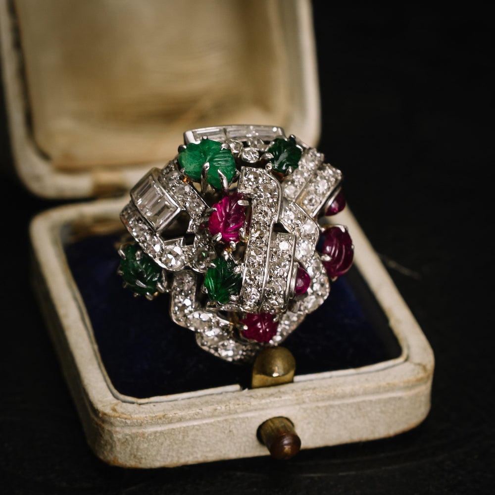 Mid-Century Diamond, Ruby & Emerald Tutti Fruity Ring