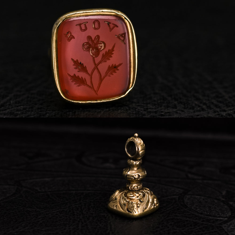 Georgian Thought Of You Rebus Seal Fob Pendant