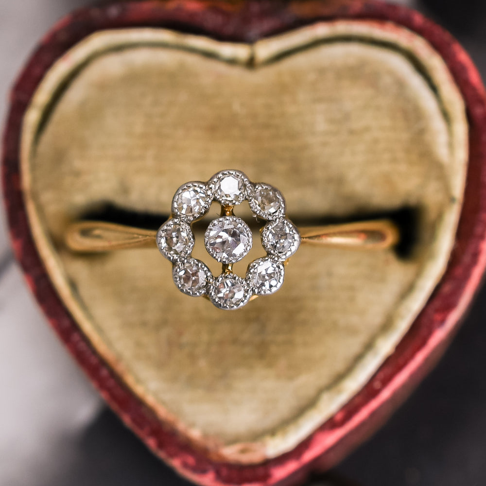 Edwardian Diamond Atomic Cluster Ring