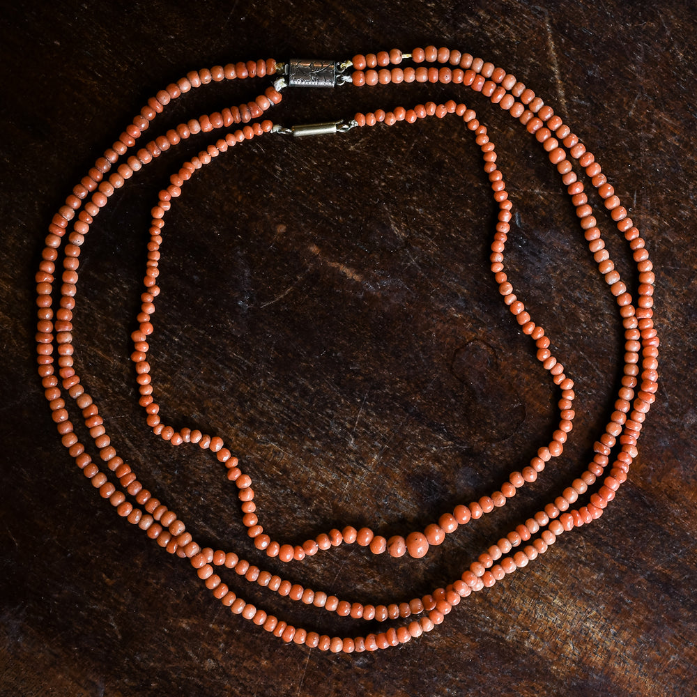 Victorian Mother's & Daughter's Coral Necklaces