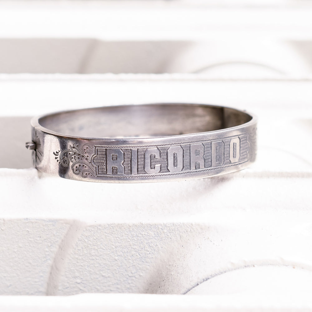 Victorian RICORDO Souvenir Silver Bangle