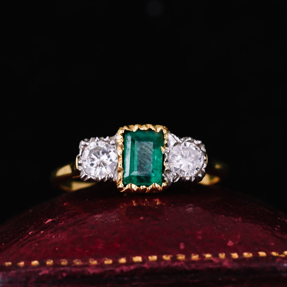 Vintage Emerald & Diamond Trilogy Ring