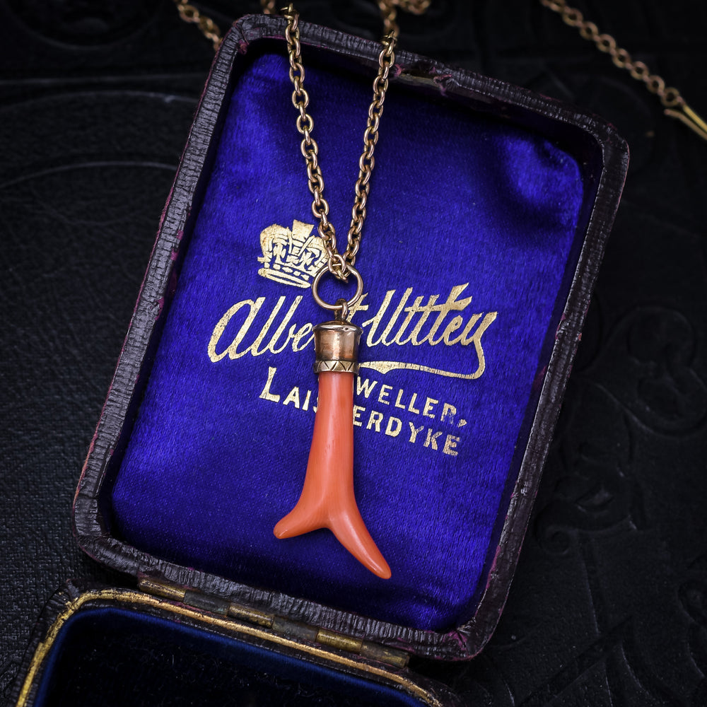 Mid-Victorian Coral Cornicello Amulet