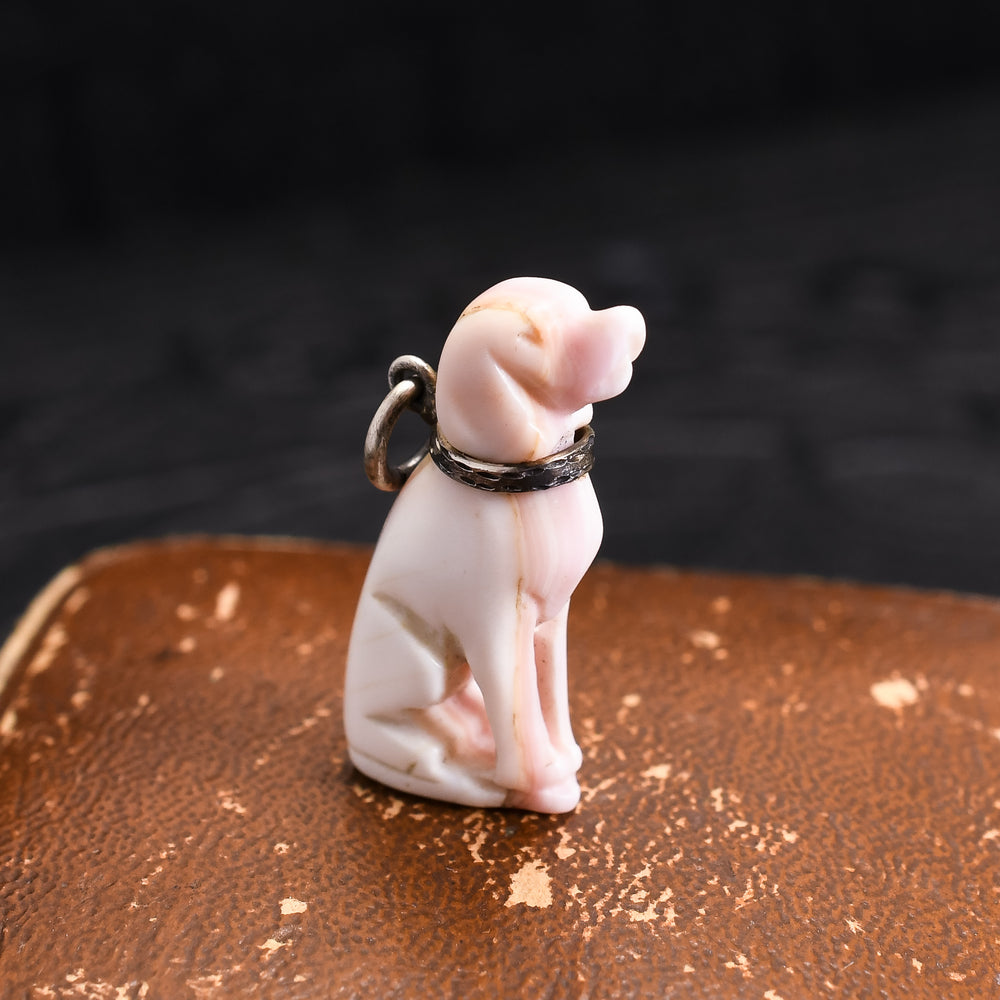 Georgian Angelskin Coral Hound Dog Pendant