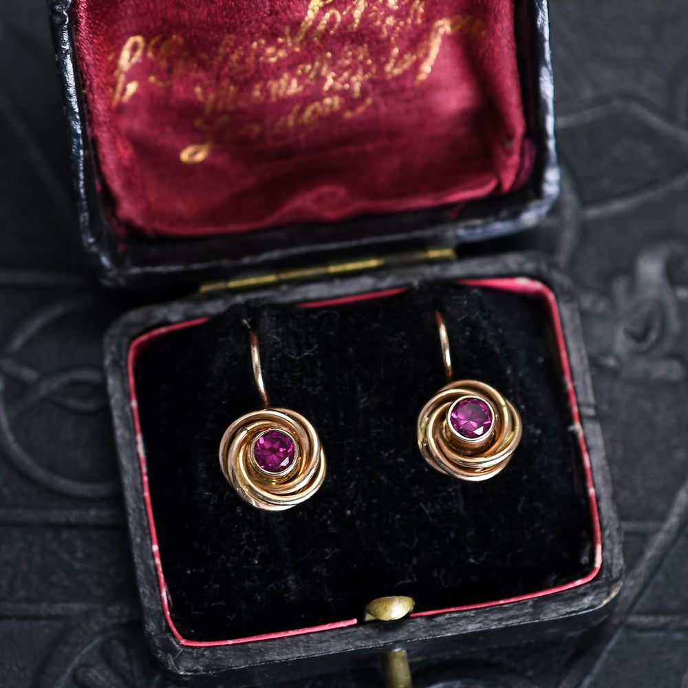 Art Deco Russian Pink Sapphire Earrings