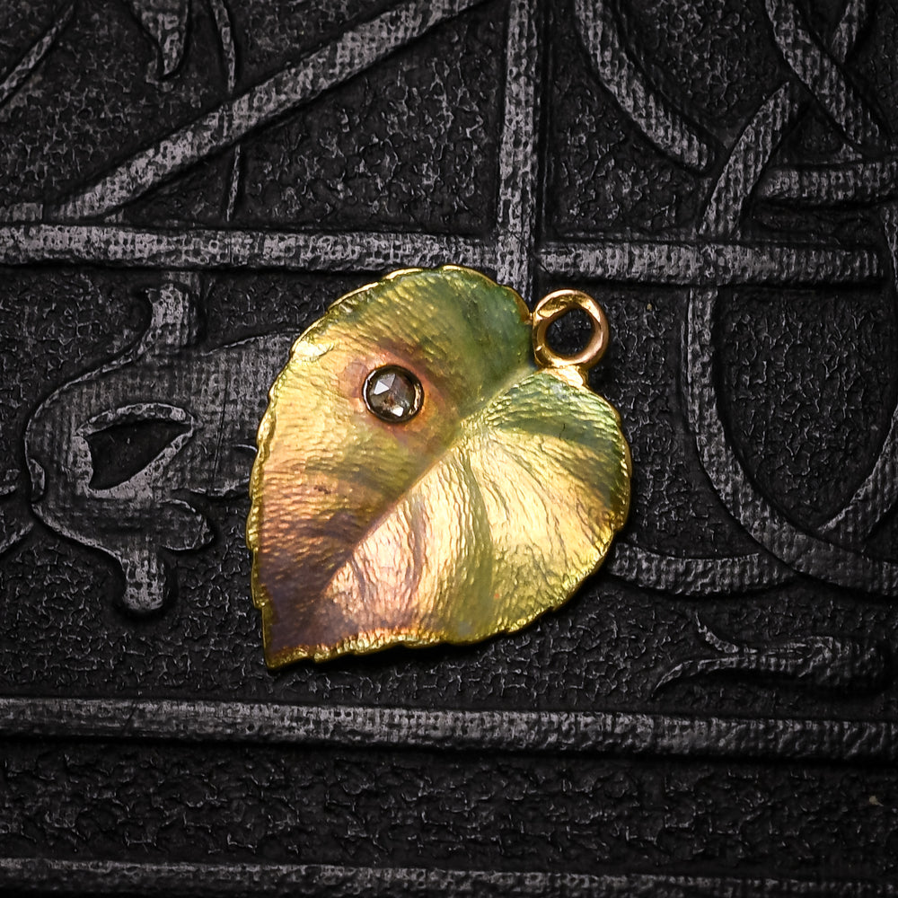 Imperial Russian Enamel Leaf Charm