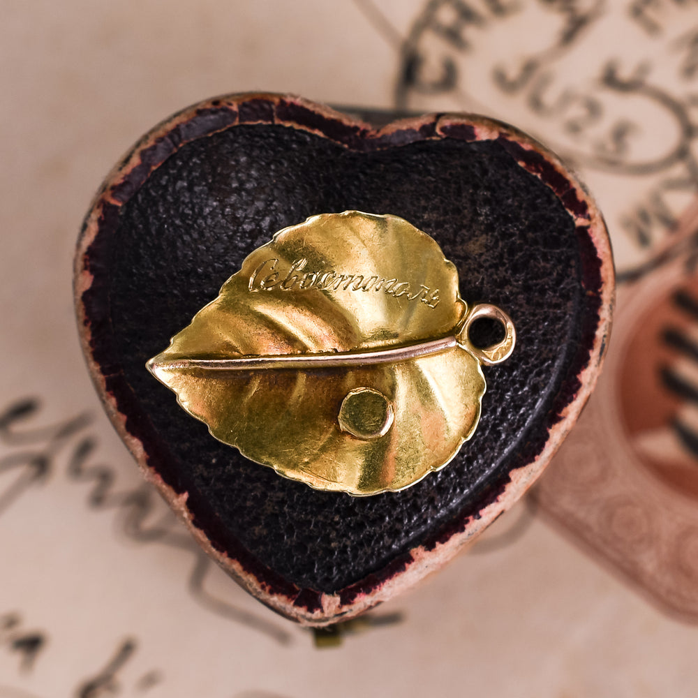 Imperial Russian Enamel Leaf Charm