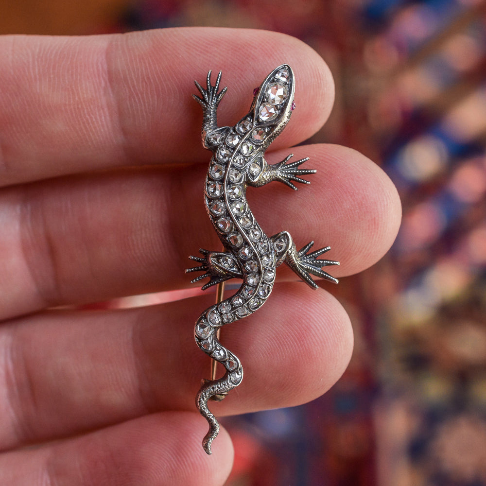 Victorian Diamond Salamander Brooch