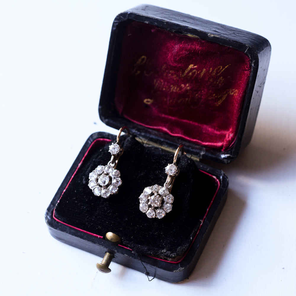 Victorian Diamond Cluster Earrings