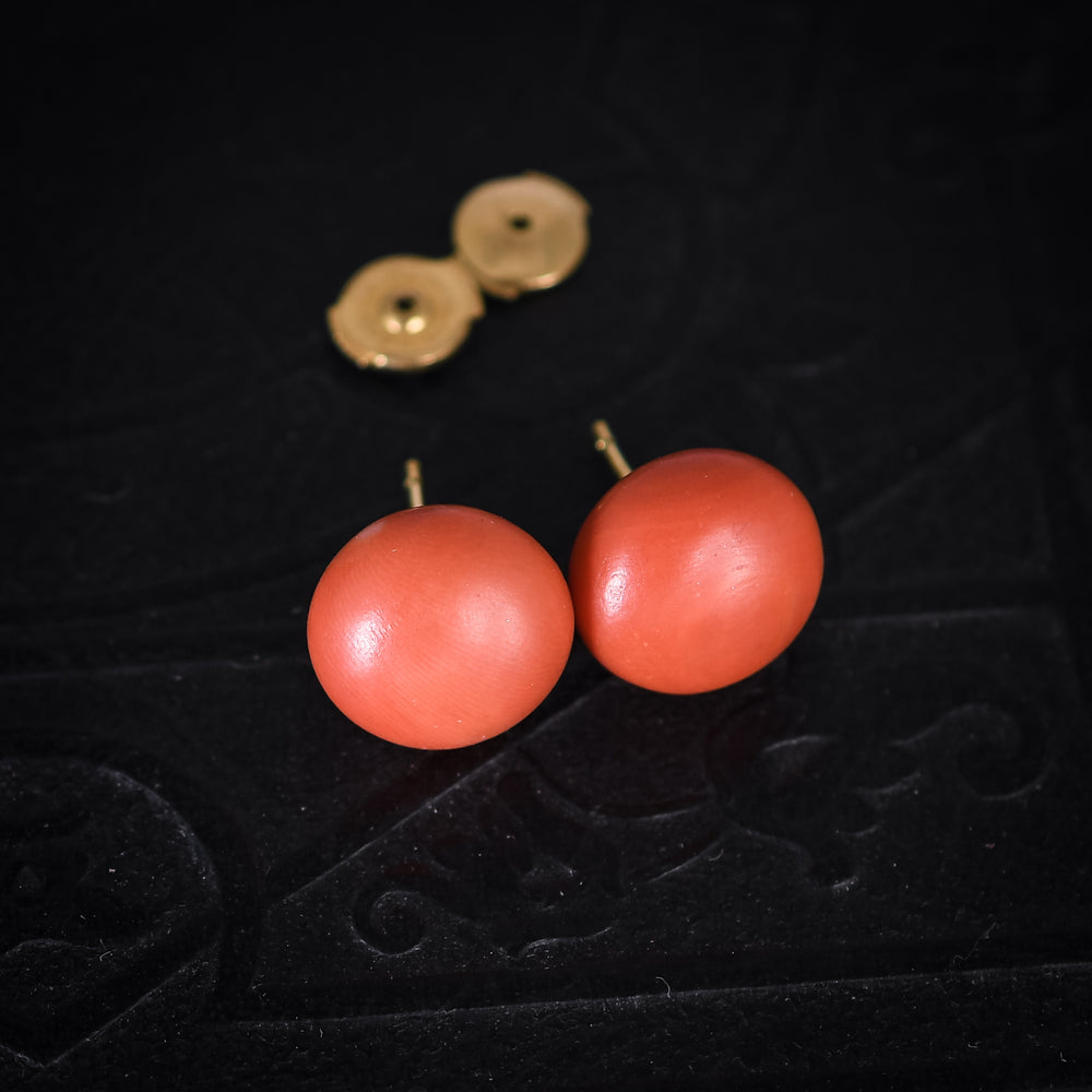 Vintage Orange Coral Stud Earrings