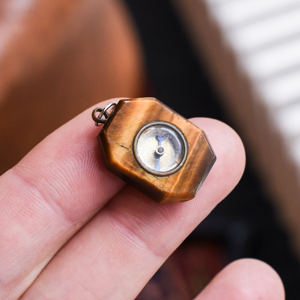 Late Victorian Tiger's Eye Compass Pendant