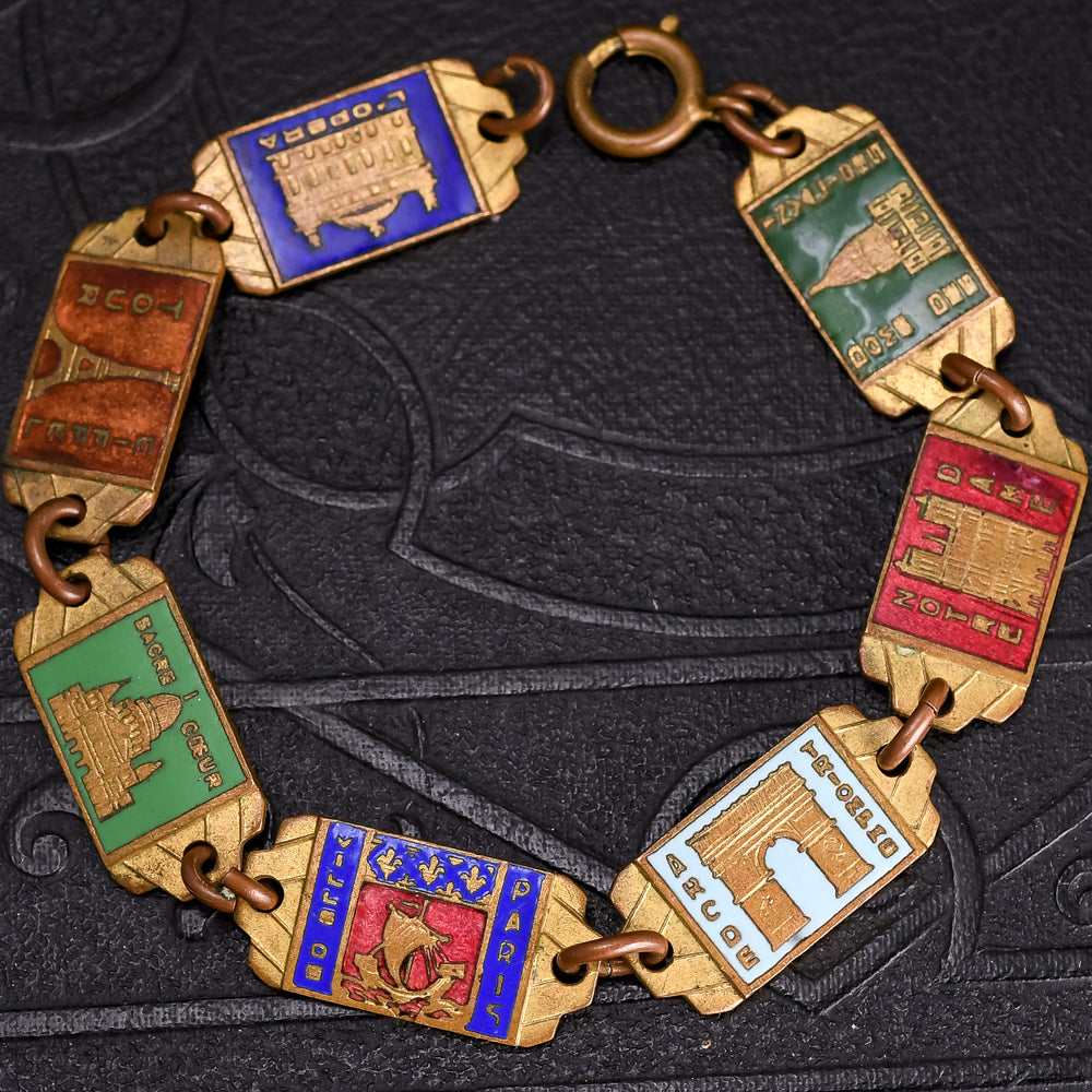 1930s Art Deco Parisian Souvenir Bracelet