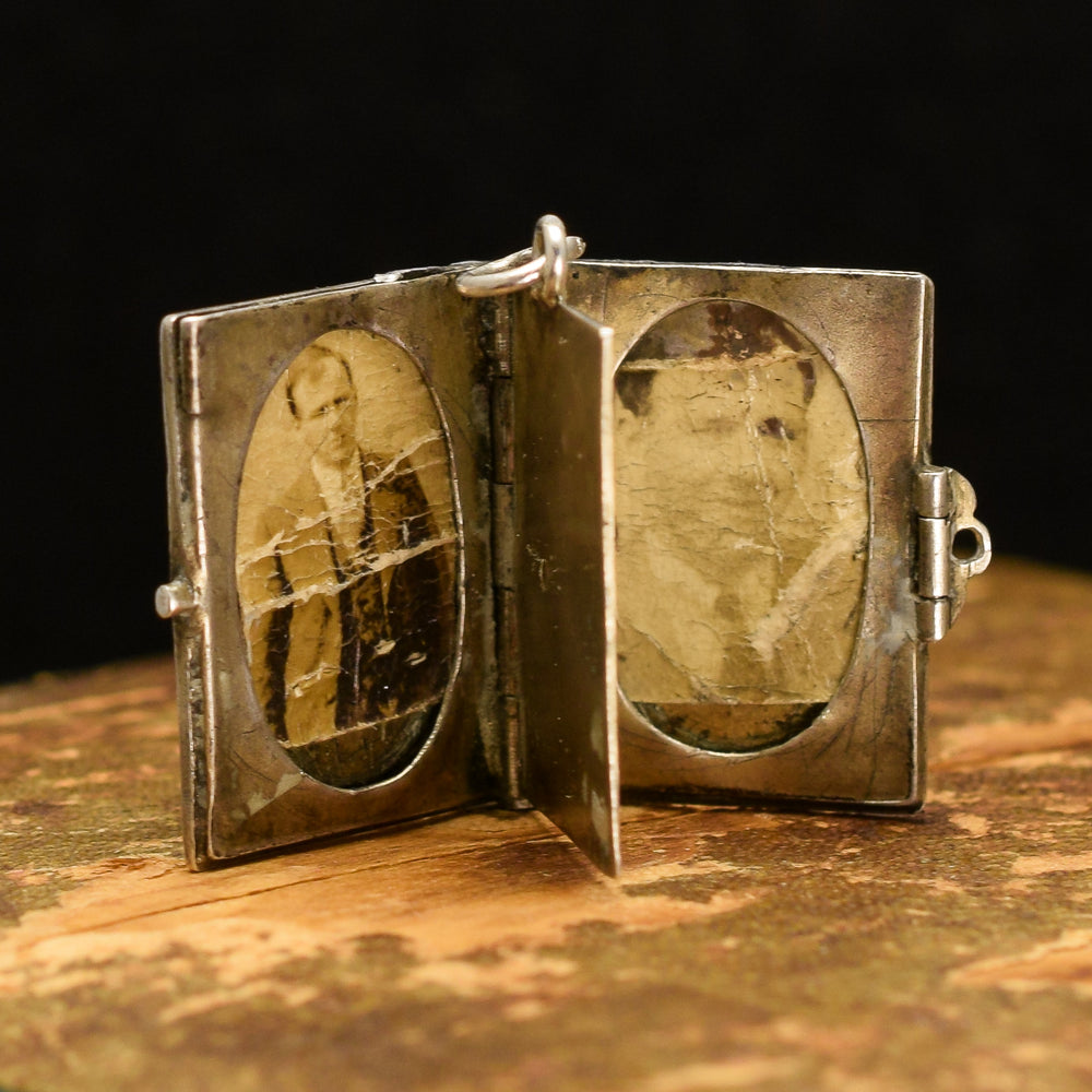 Victorian Diamond & Ruby Silver Book Locket