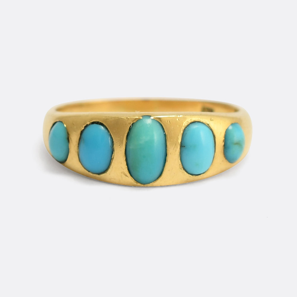 Victorian Turquoise 5-Stone Gypsy Ring